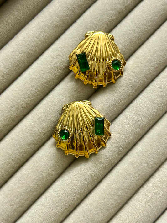 Emerald Shell Earrings