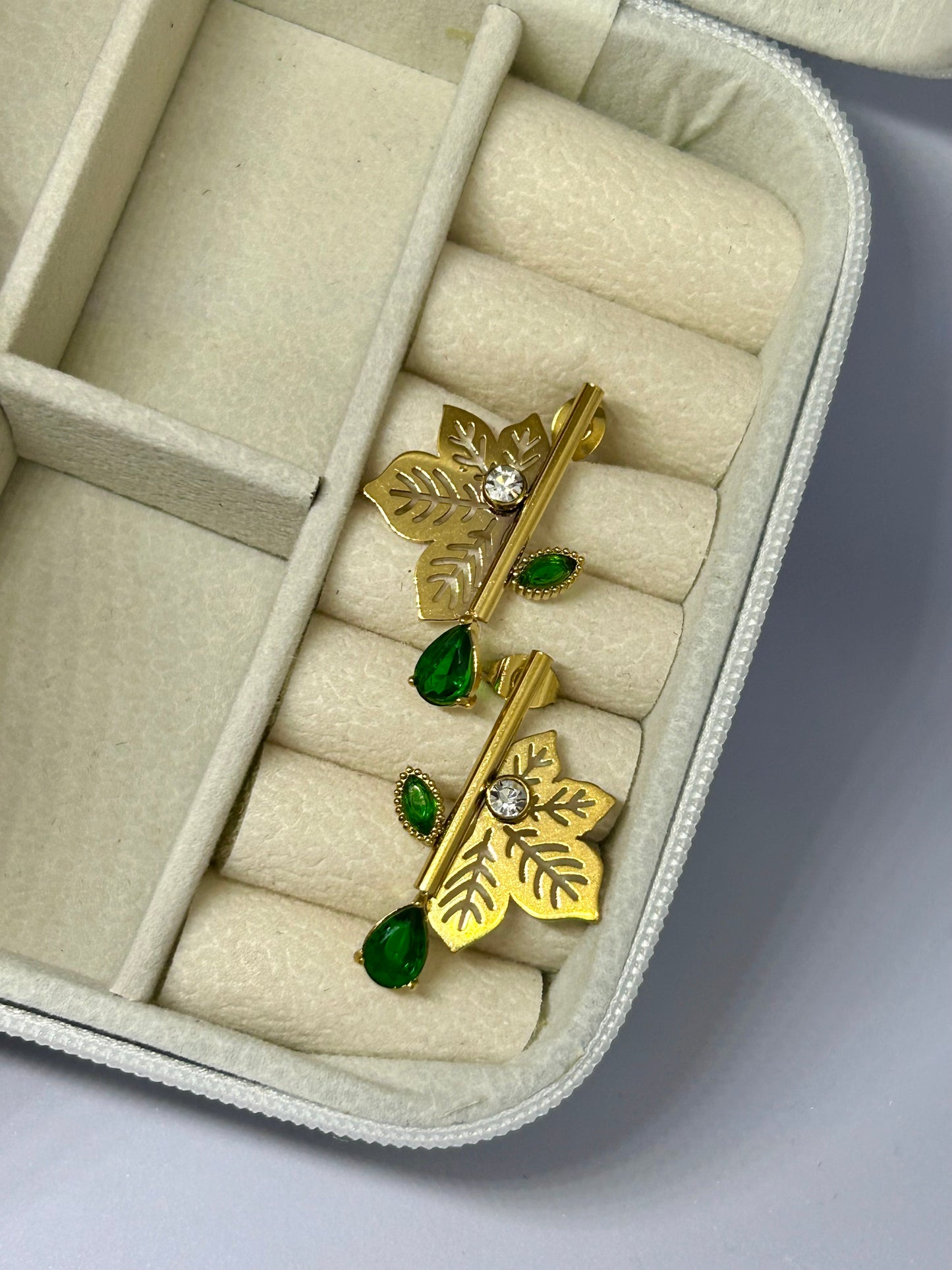 Emerald Leaf Cascade Earrings