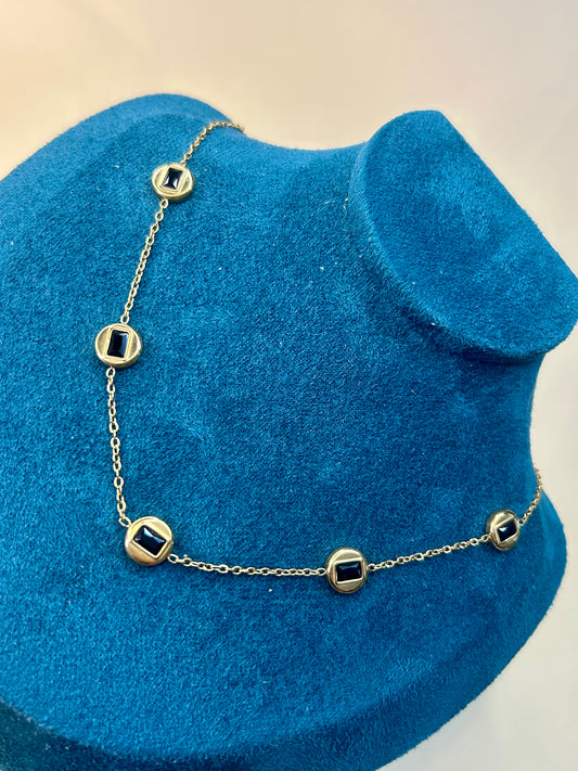 Black Gem Orbit Anti Tarnish Necklace