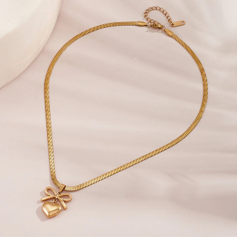 Anti Tarnish Bow Knot Heart Themed Pendant