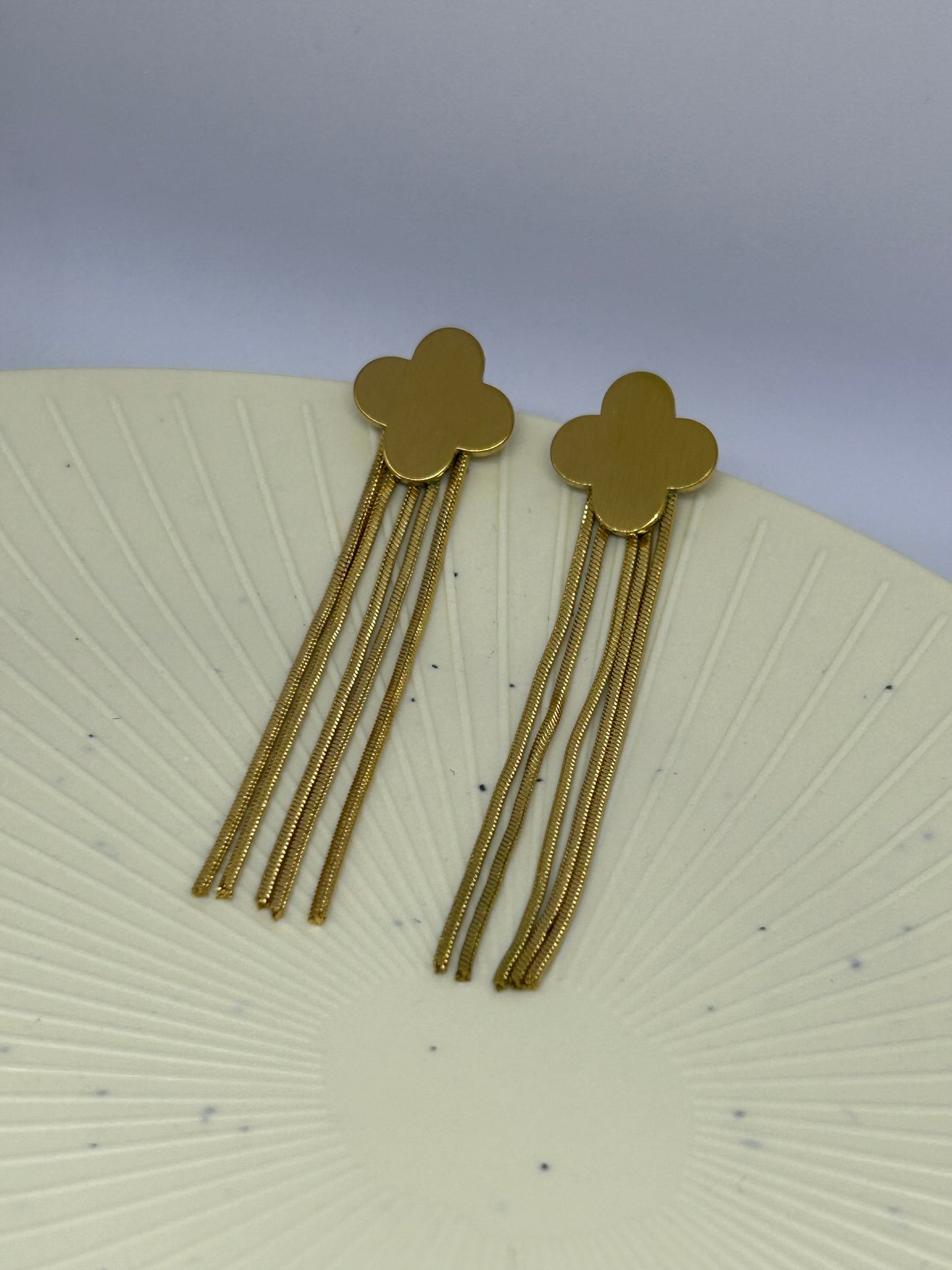 Golden Clover Drop Earrings