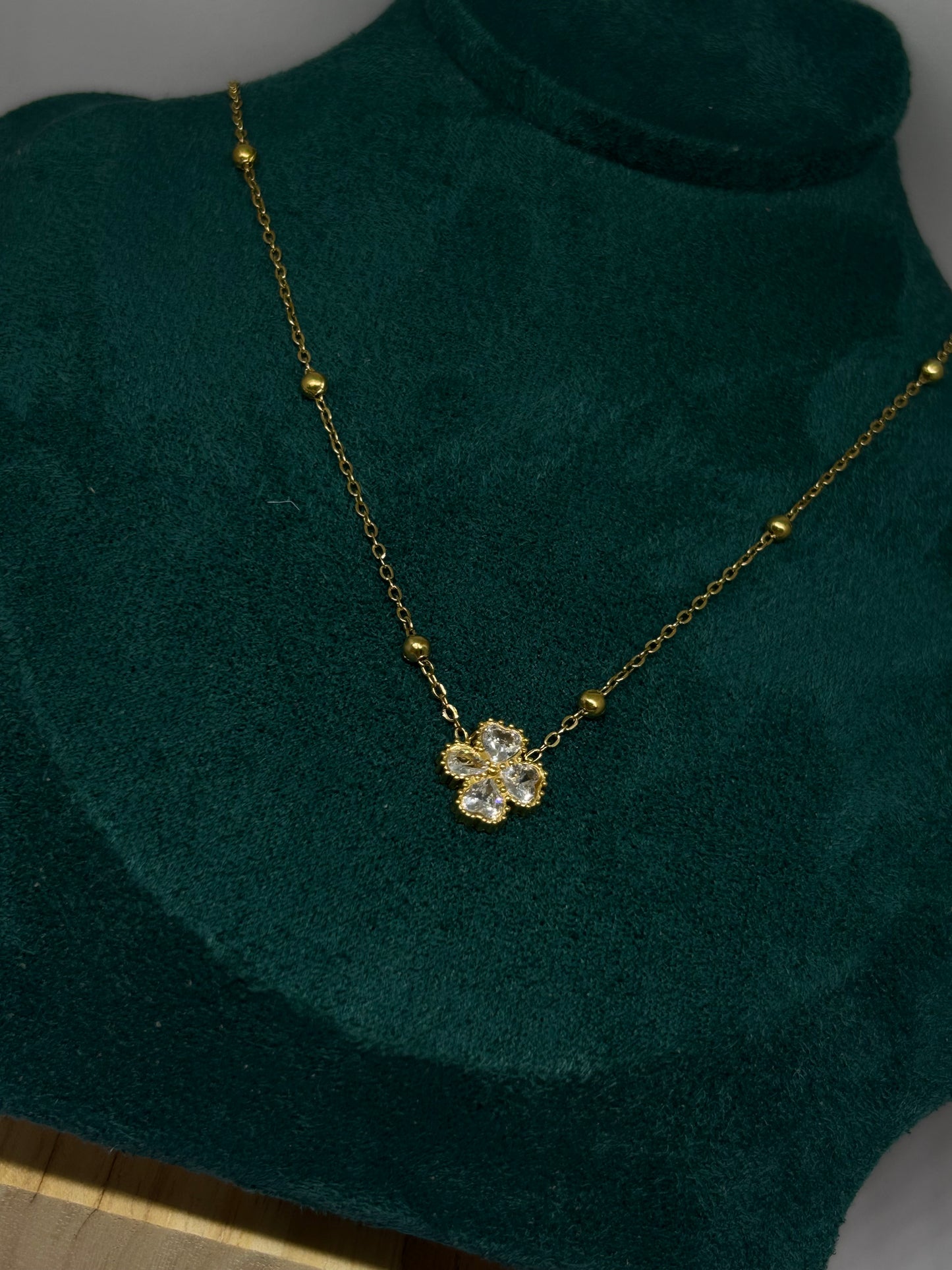Golden Clover Sparkle Necklace