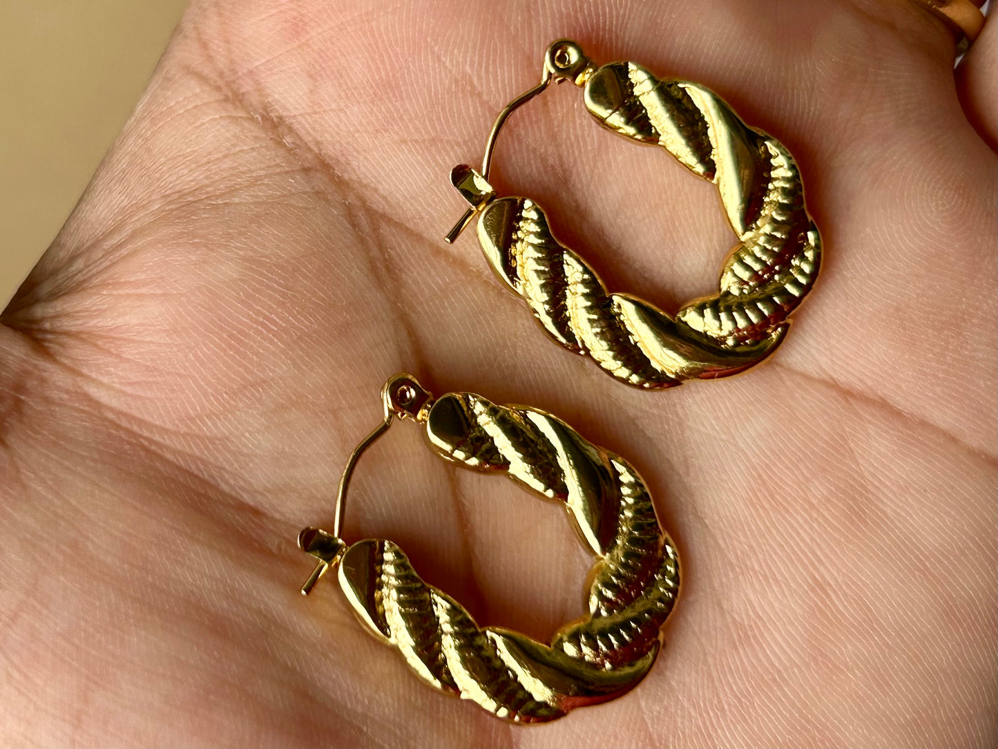 Anti Tarnish Rope Twist Hoops