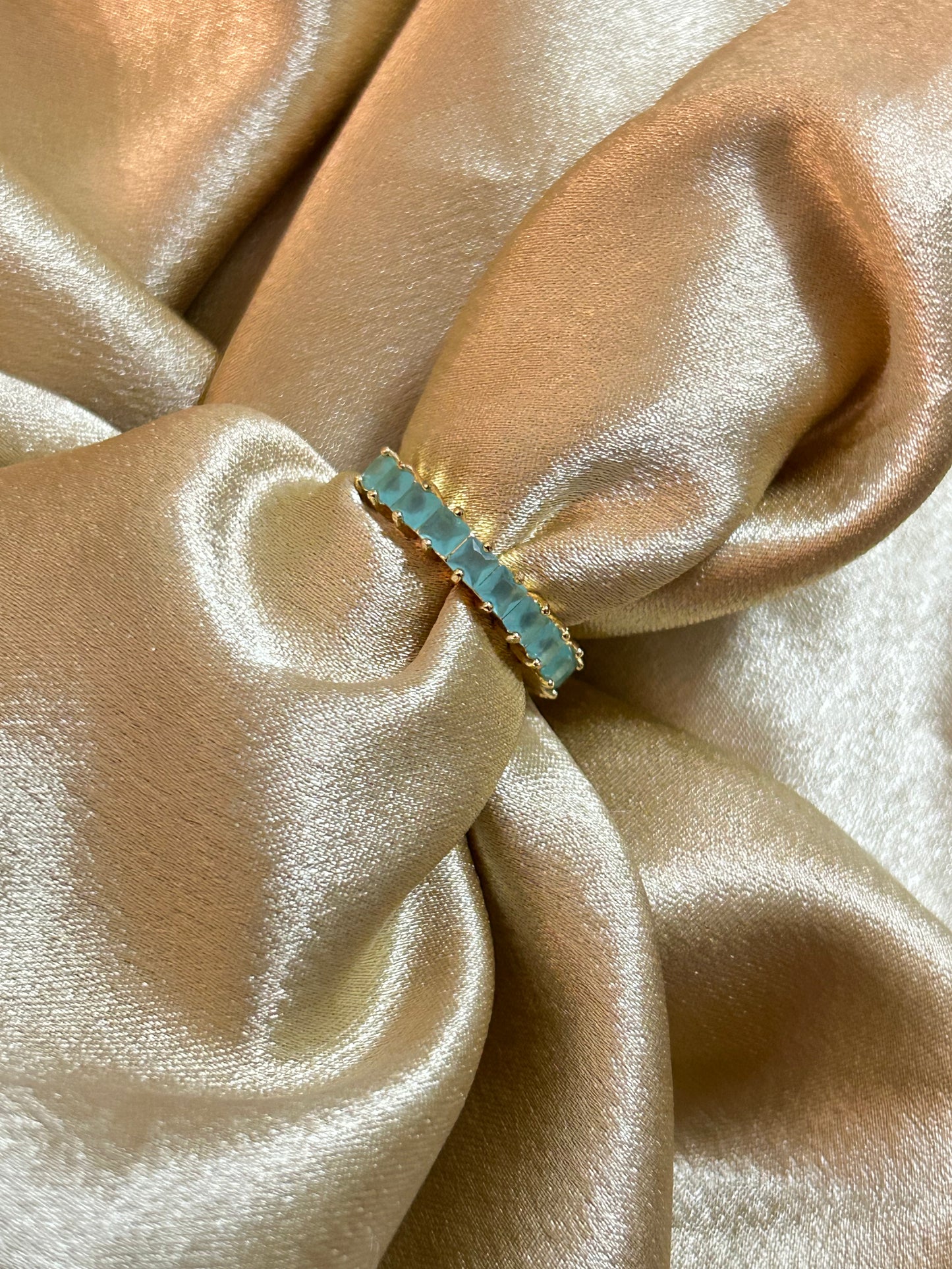 Turquoise Half Tennis Adjustable Ring