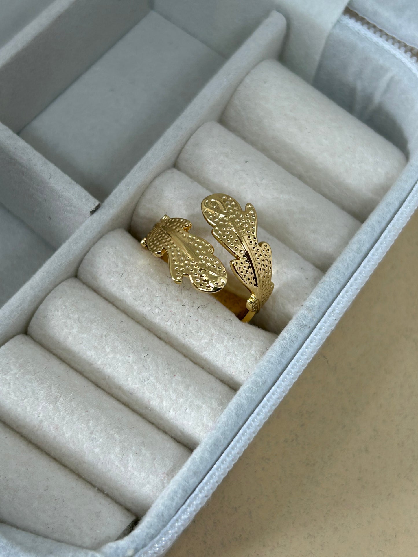 Feather Glow Adjustable Ring