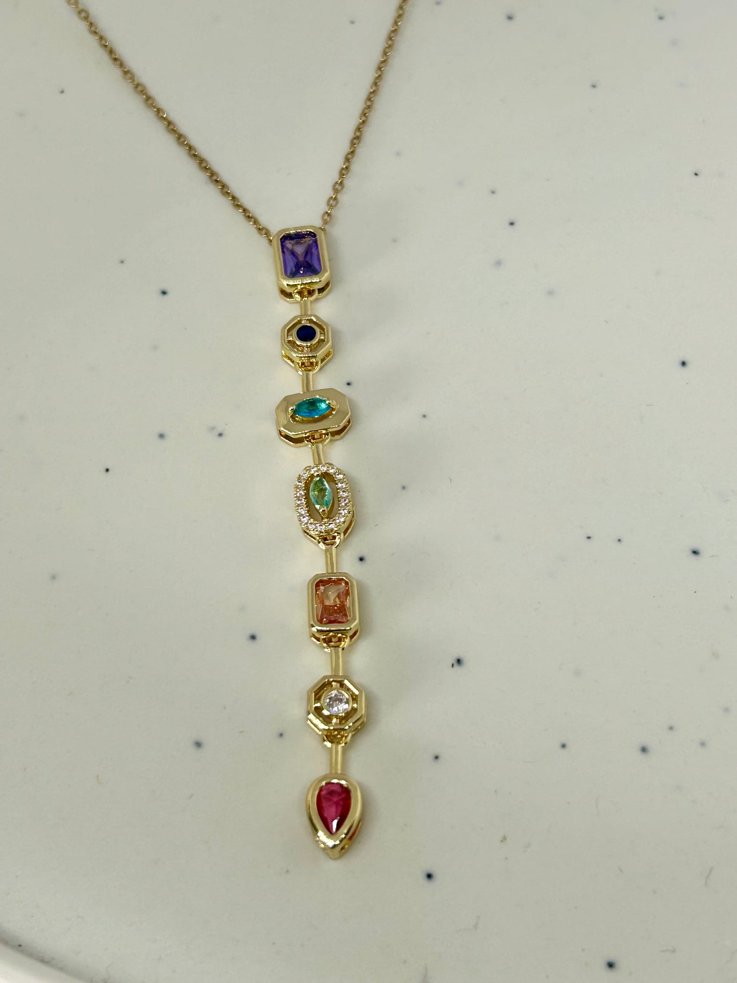 Prism Gemstone Lariat Necklace