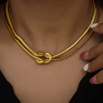 Double Knotted Layered Chain Necklace