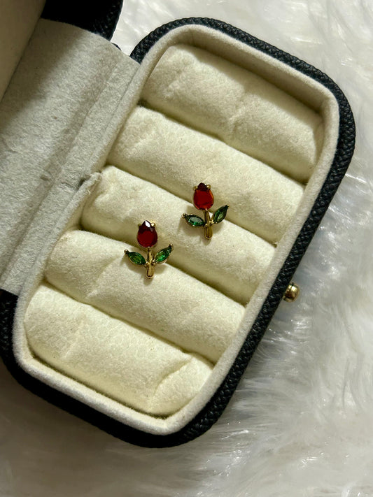 Red Tulip Earrings