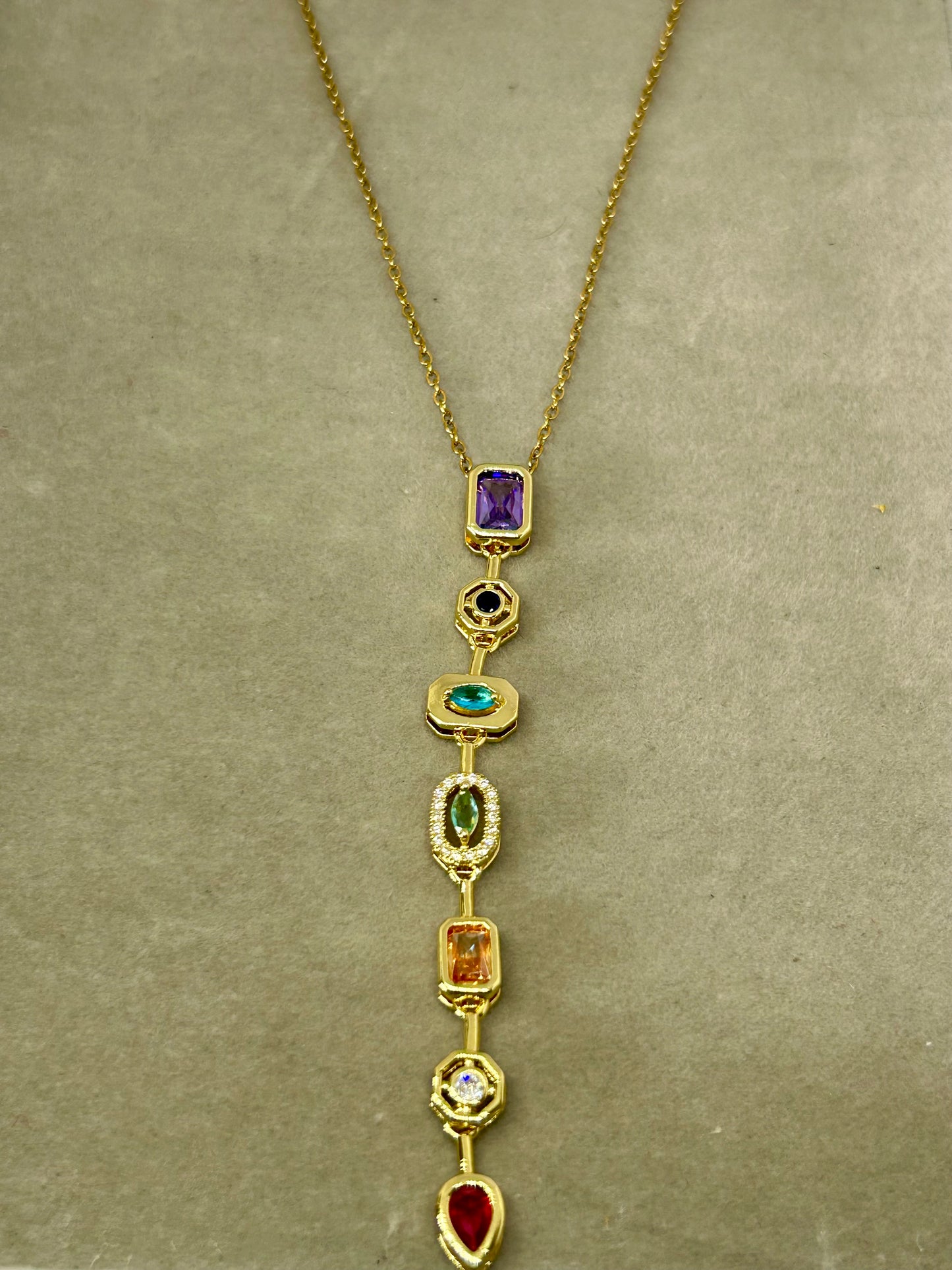 Prism Gemstone Lariat Necklace