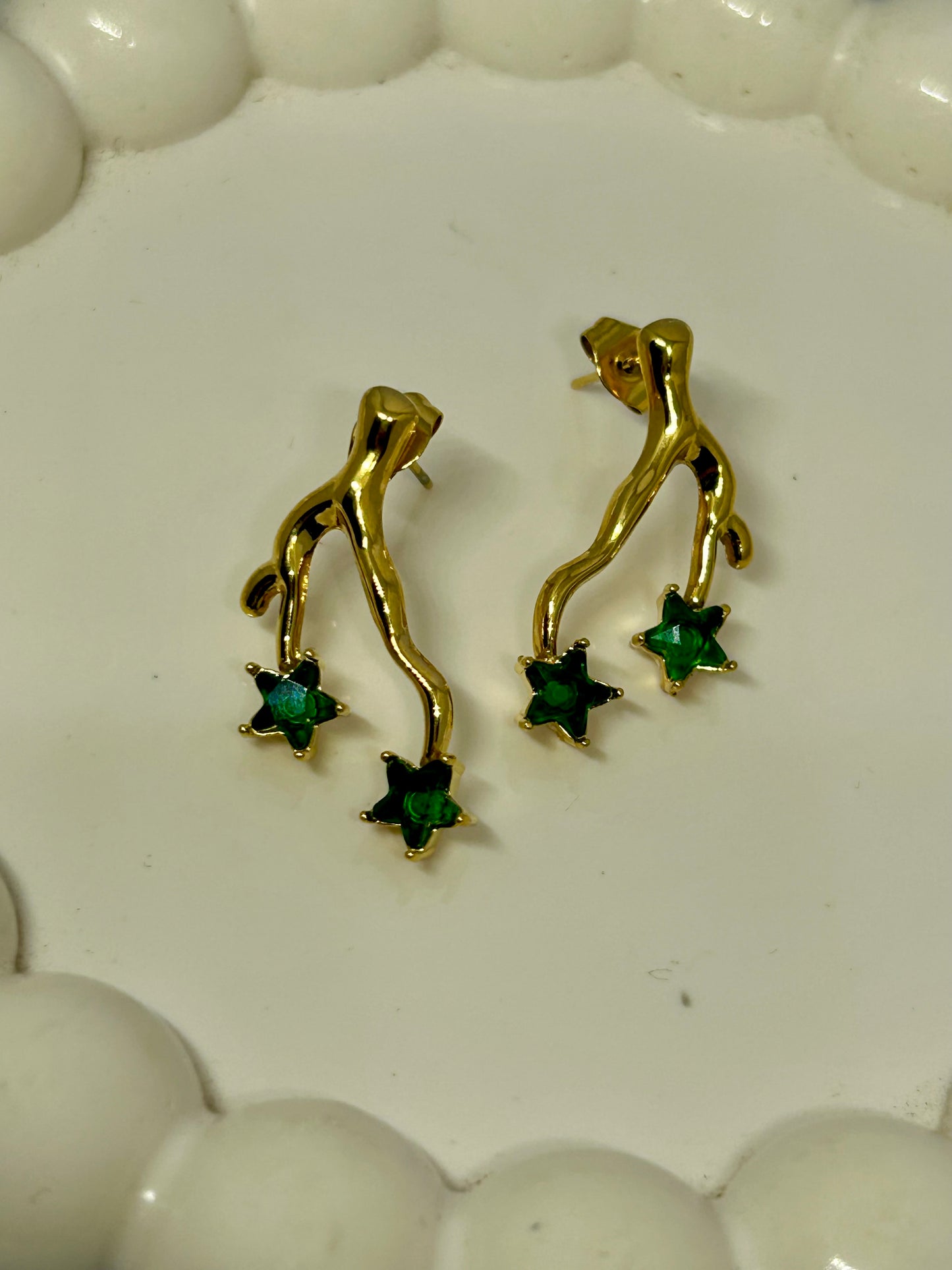 Emerald Star Branch Earrings