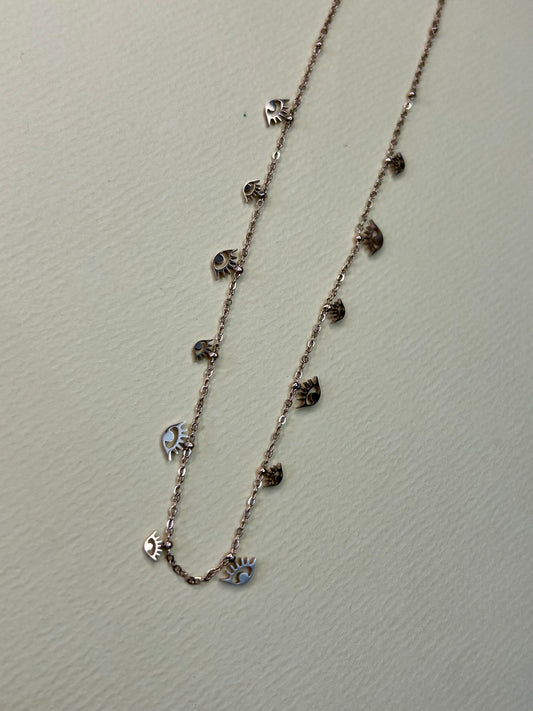 Rose Aura Evil Eye Anti Tarnish Necklace