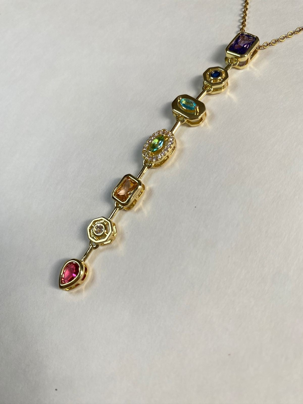 Prism Gemstone Lariat Necklace