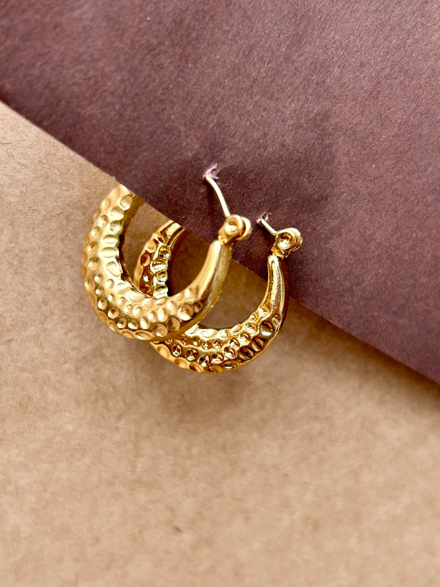 Anti Tarnish Golden Dune Hoops
