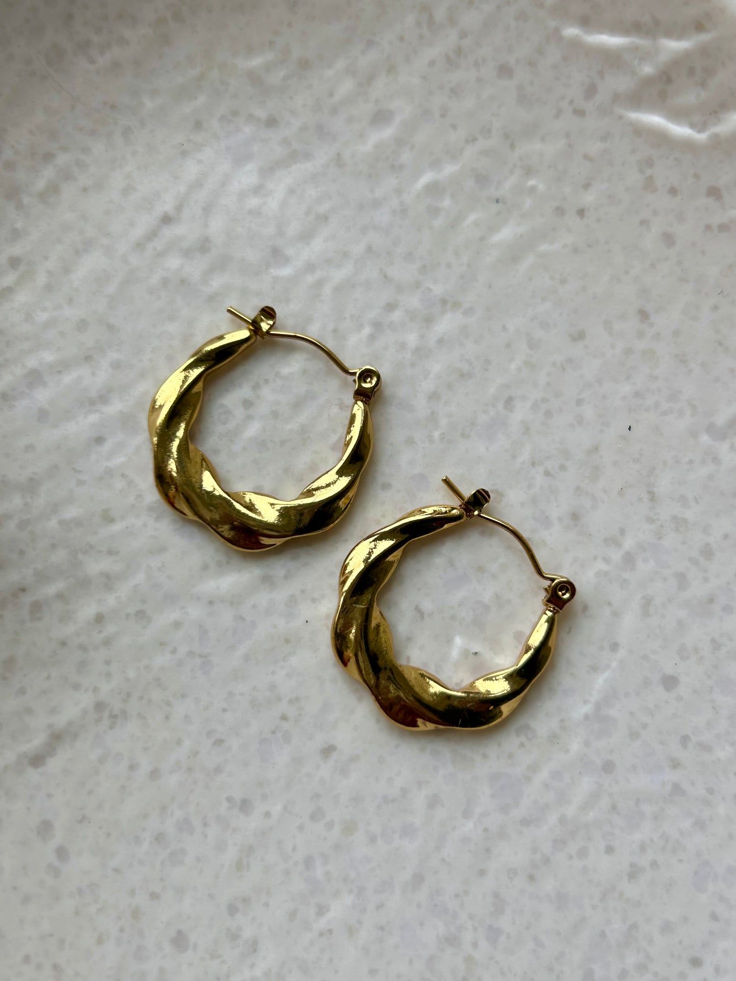 Anti Tarnish Golden Lava Twist Hoops