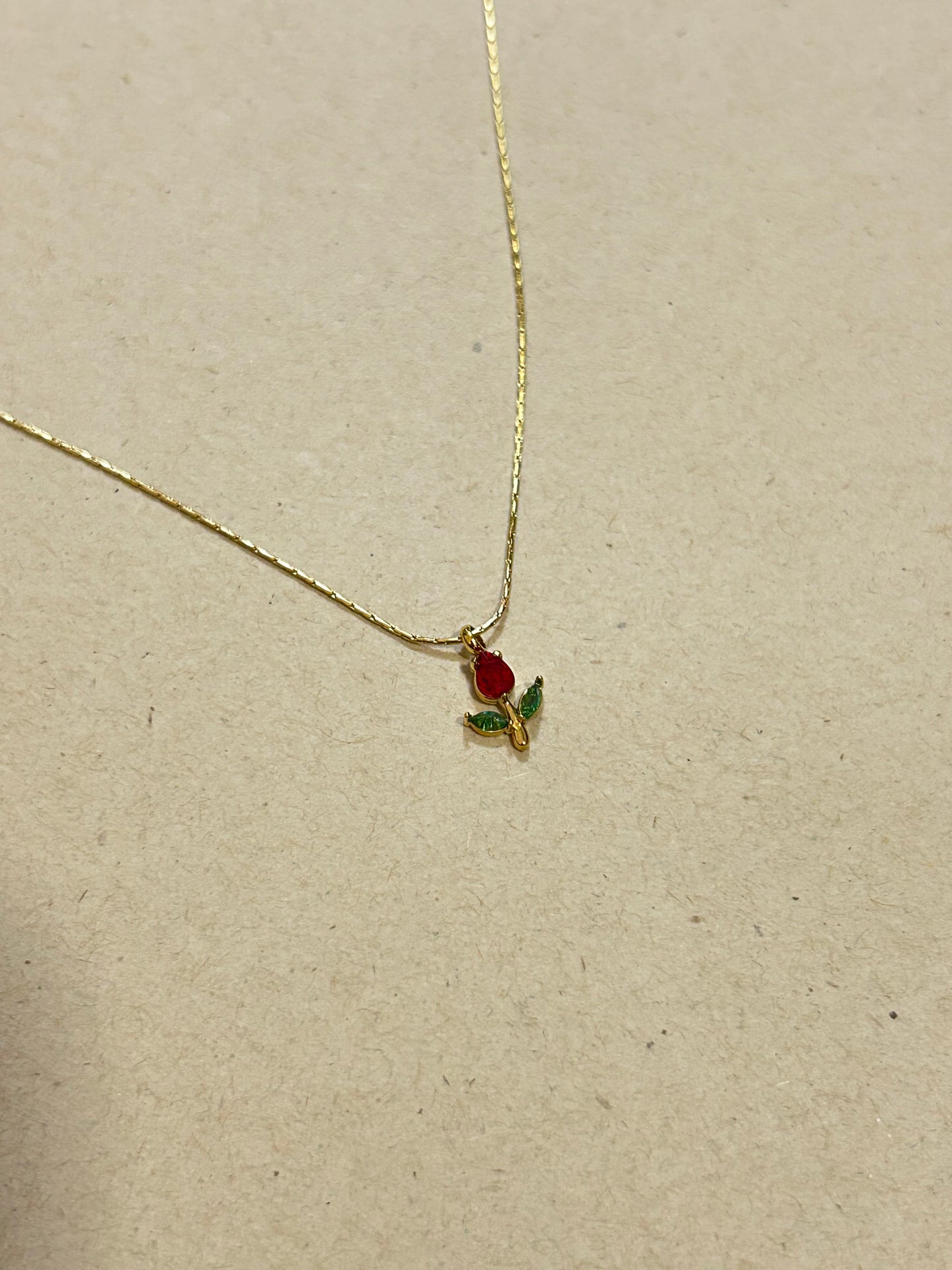 Dainty Red Tulip Necklace
