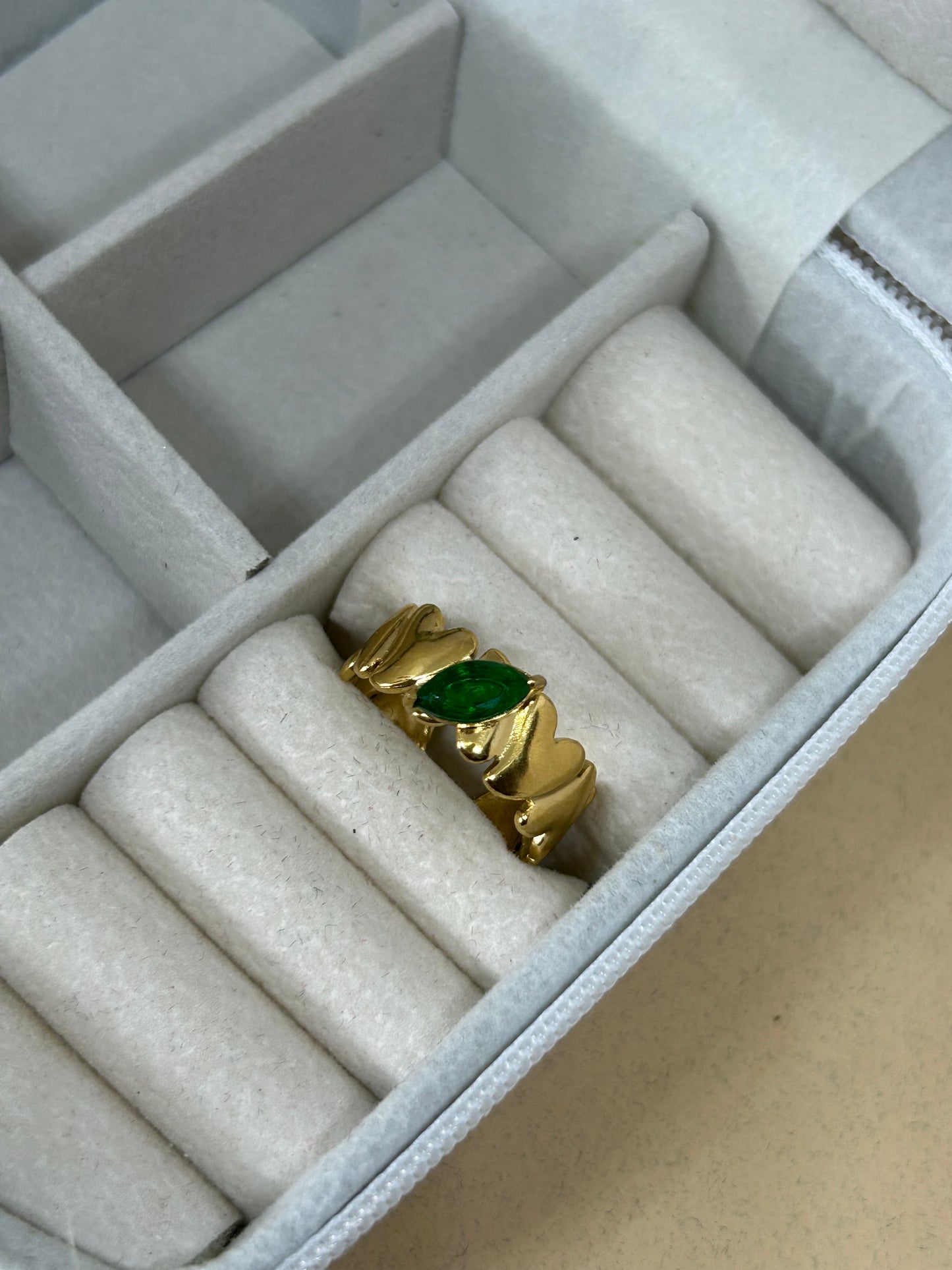 Emerald Heart Band Ring