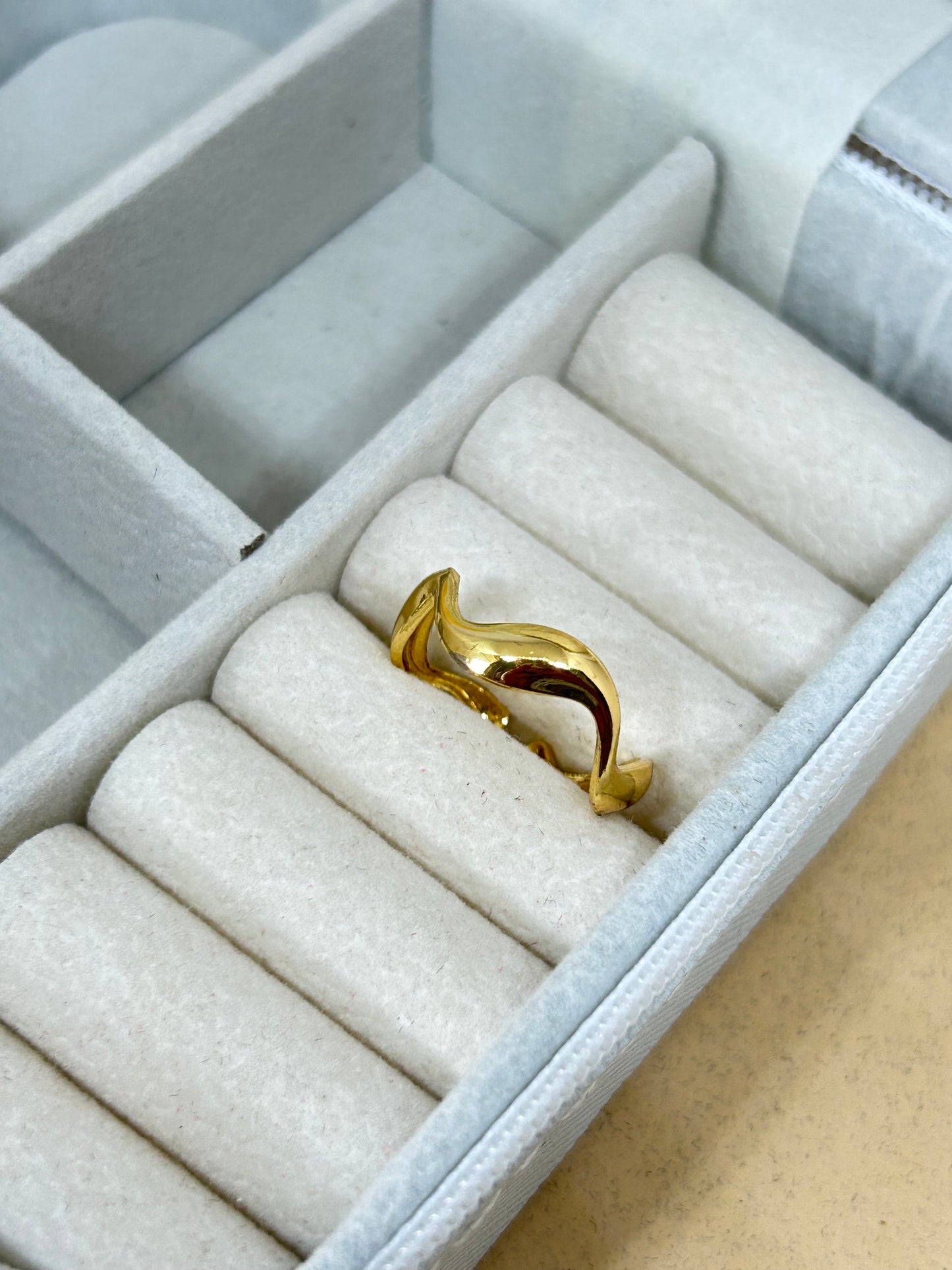 Golden Wave Adjustable Ring