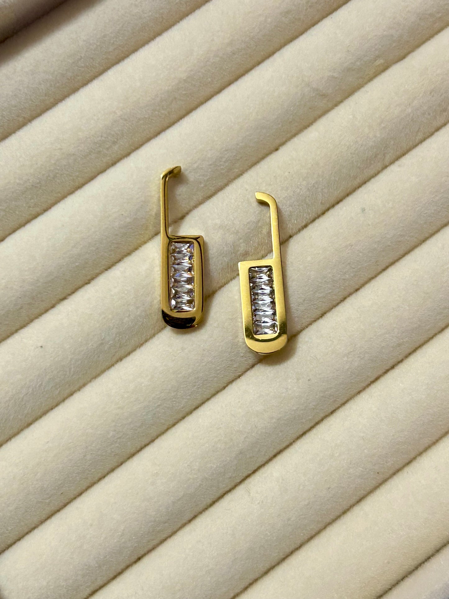 Crystal Safety Pin Earrings