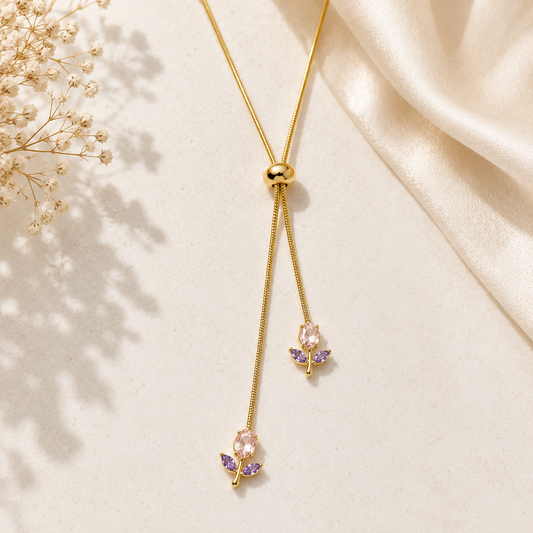 Pink Adjustable Tulip Necklace