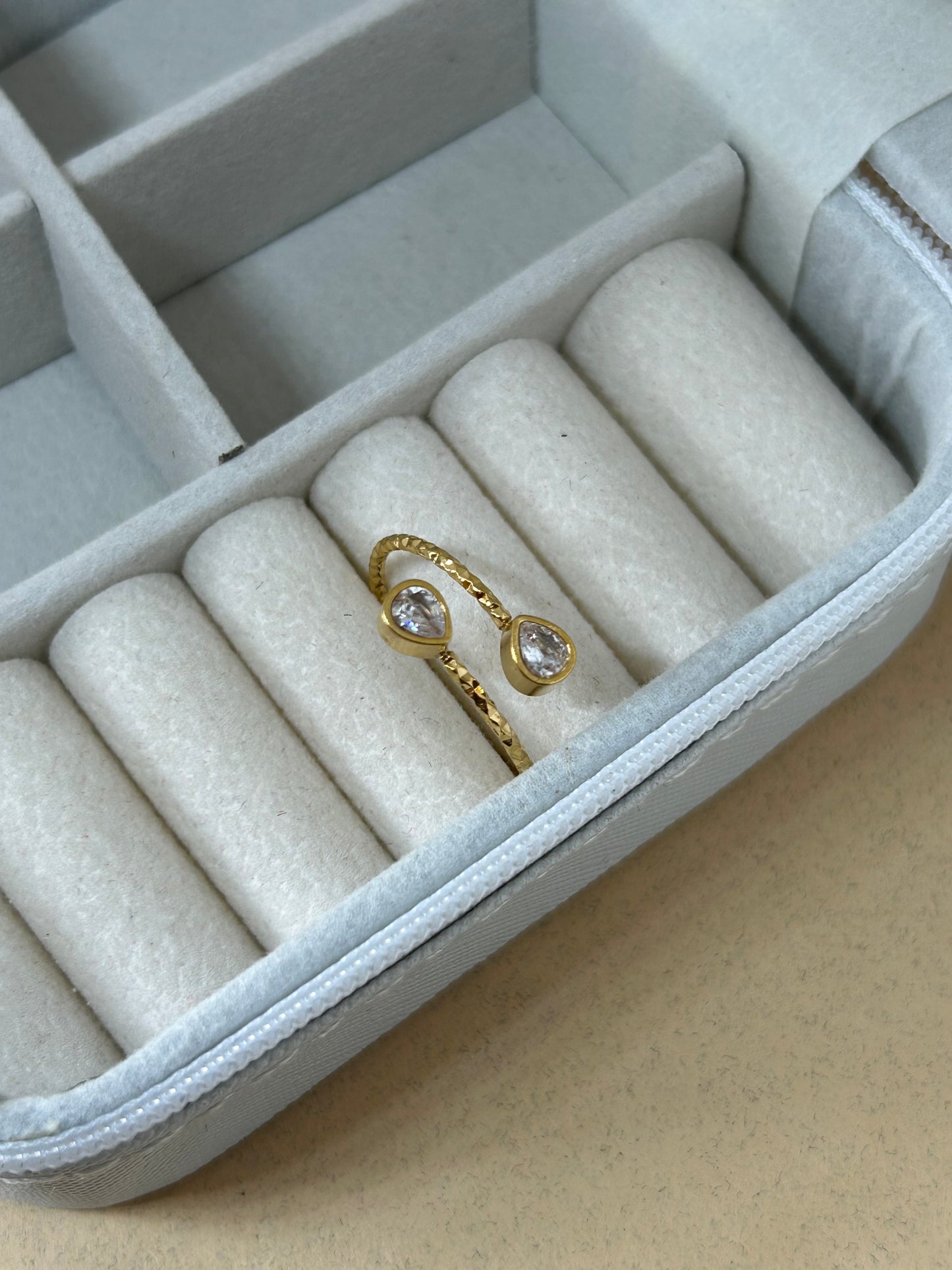 Crystal Droplet Adjustable Ring