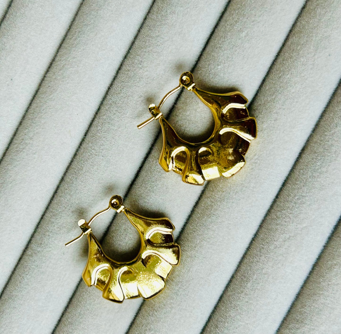 Anti Tarnish Petal Fan Hoops