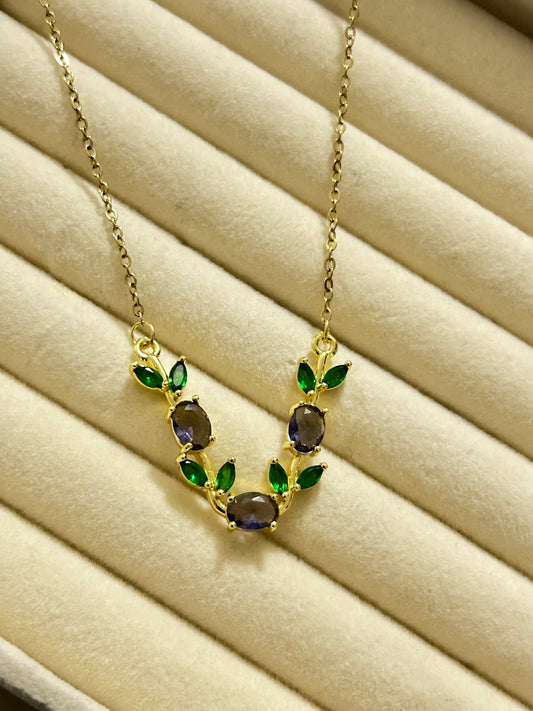 Purple & Green Tulip Necklace