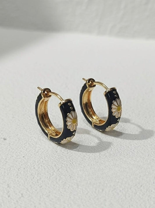Black Meenakari Hoops