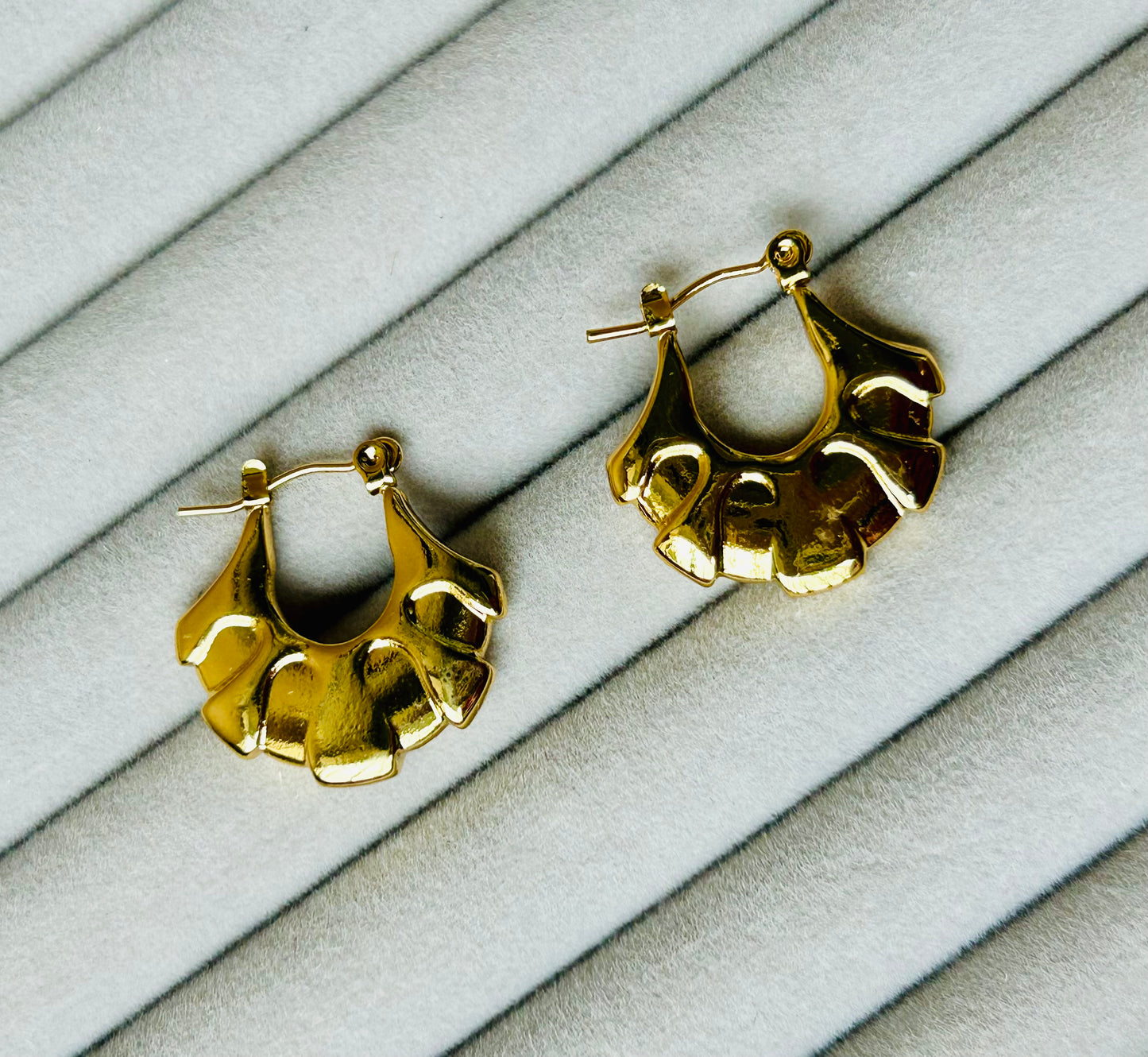 Anti Tarnish Petal Fan Hoops