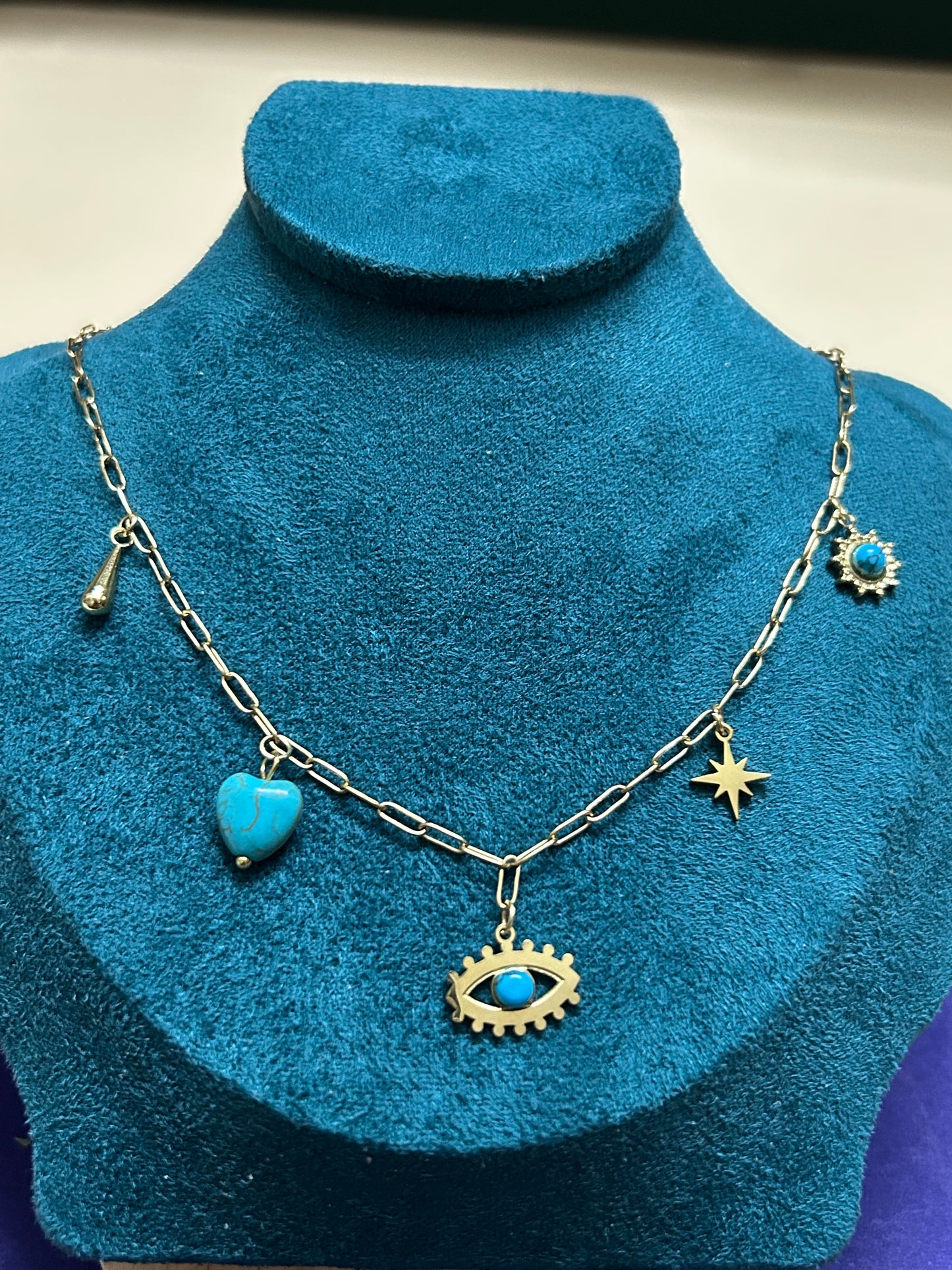 Evil Eye Blue Charms Necklace