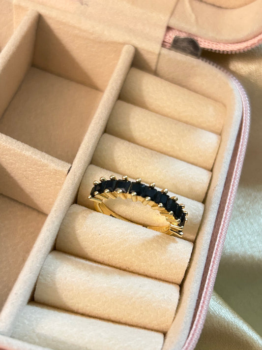 Black Half Tennis Adjustable Ring