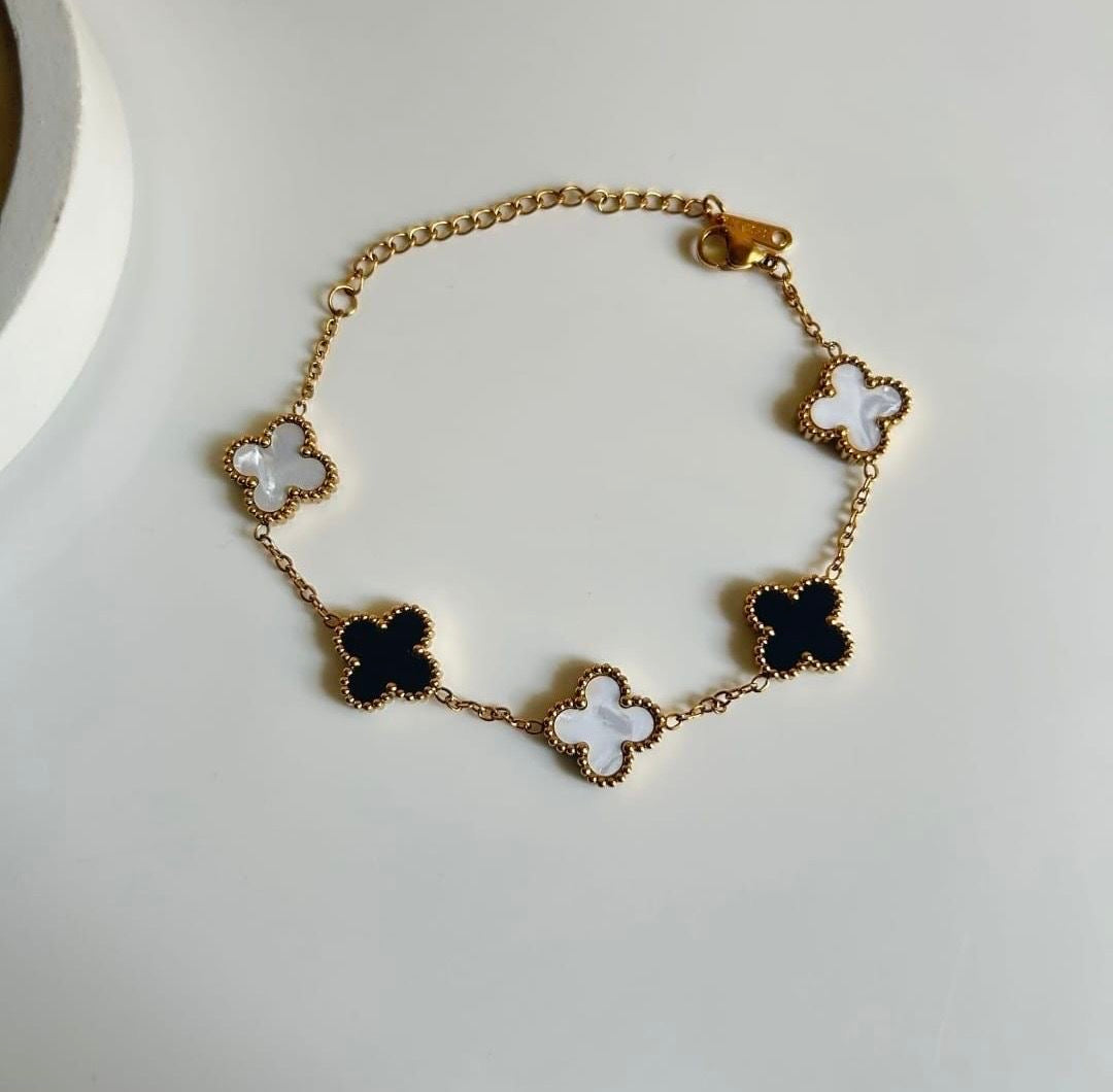 Black & White Clover Bracelet