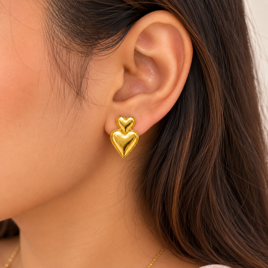 Double Heart Studs