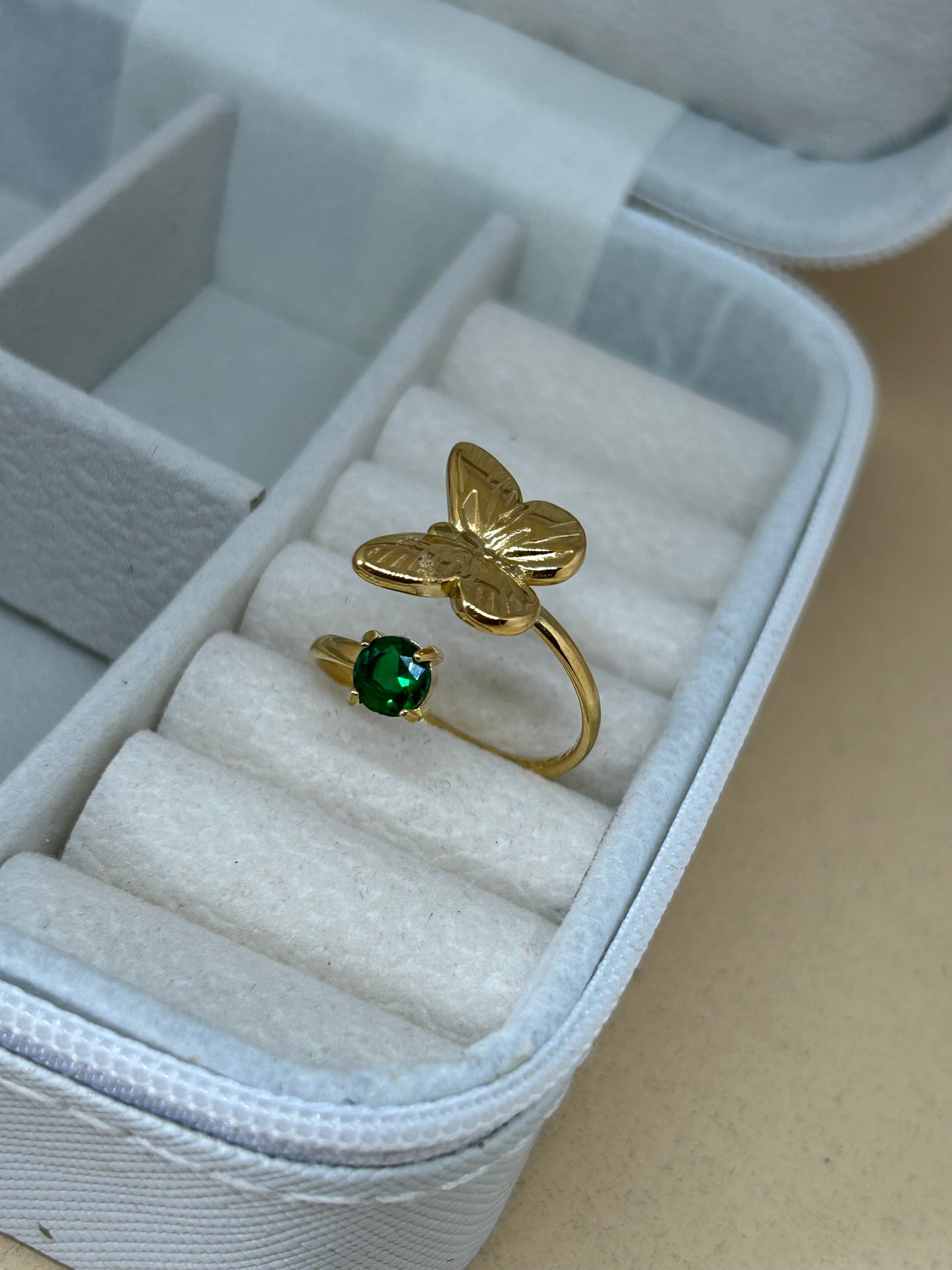 Butterfly Emerald Adjustable Ring
