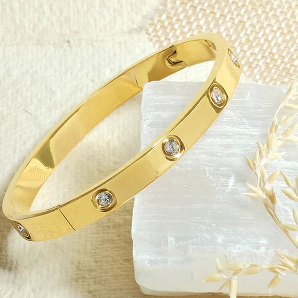 Contemporary Gold Plated Love AD Anti-Tarnish Bracelet For Women