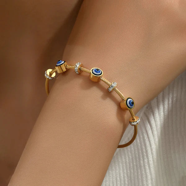 Gold Plated Evil Eye Anti-Tarnish Bracelet For Women
