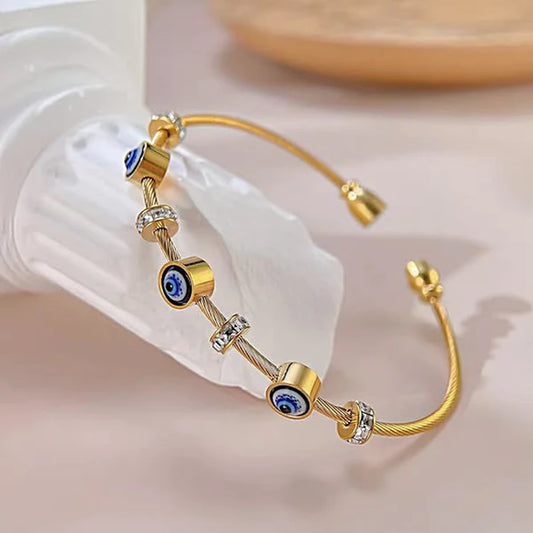 Gold Plated Evil Eye Anti-Tarnish Bracelet For Women
