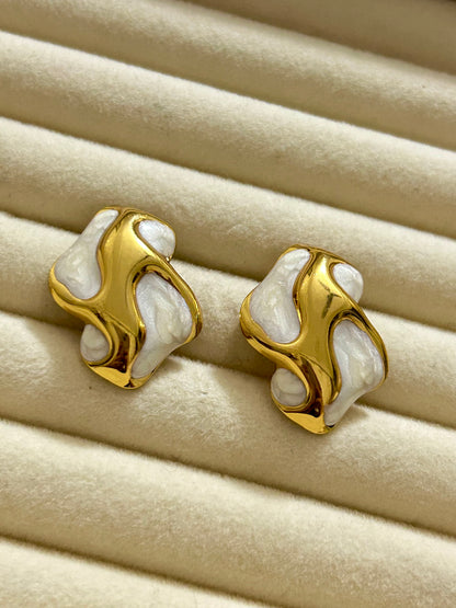 White Liquid Statement Studs