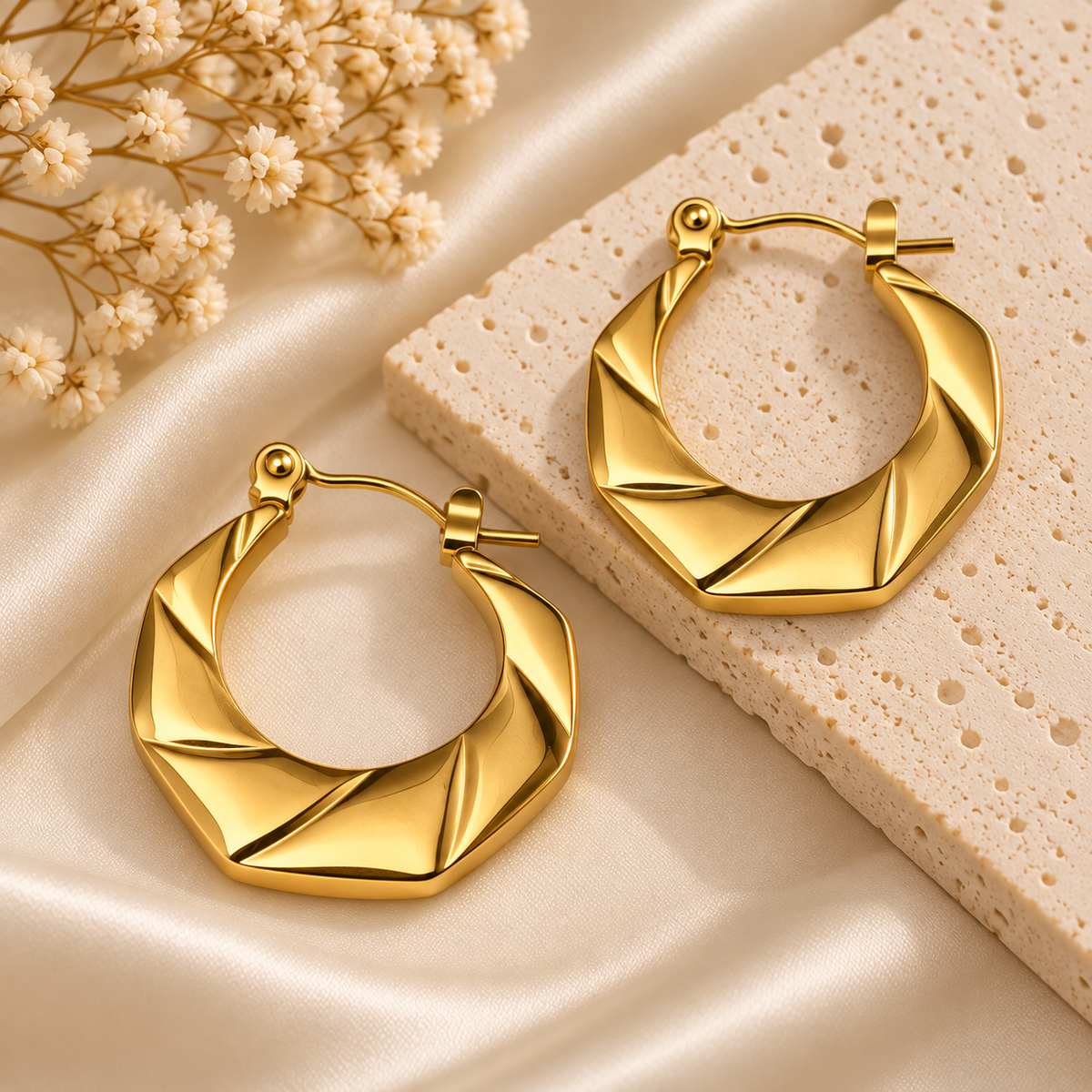 Sculpted Gold Hoops