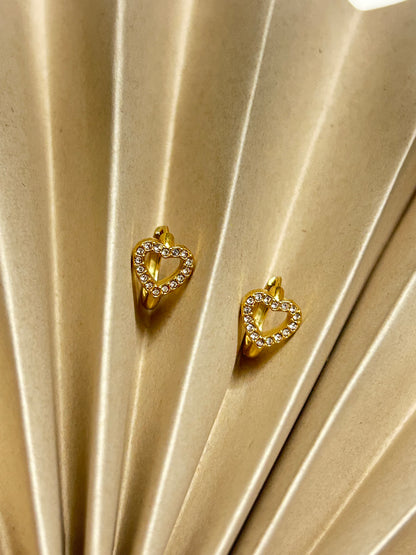 Diamond Heart Hoops