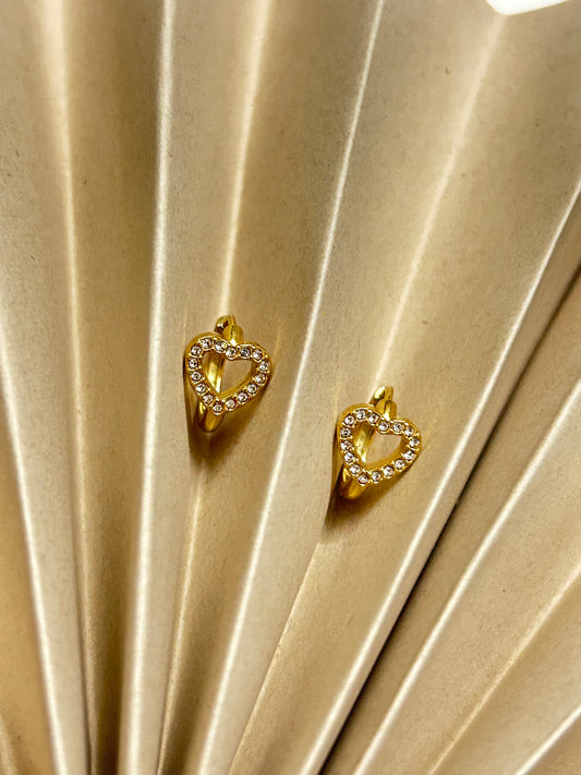 Diamond Heart Hoops