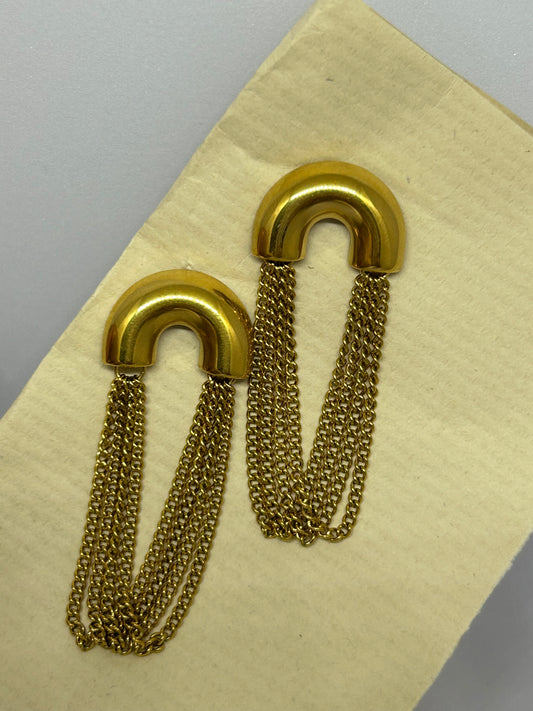 Golden Cascade Chain Earrings
