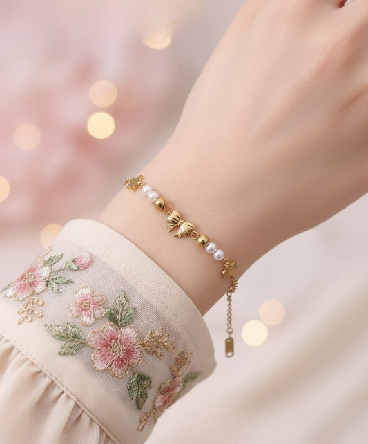 Bow & Pearl Chain Bracelet