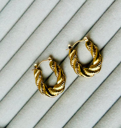 Anti Tarnish Rope Twist Hoops