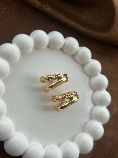 Braided Double-Layer Anti Tarnish Huggie Hoops