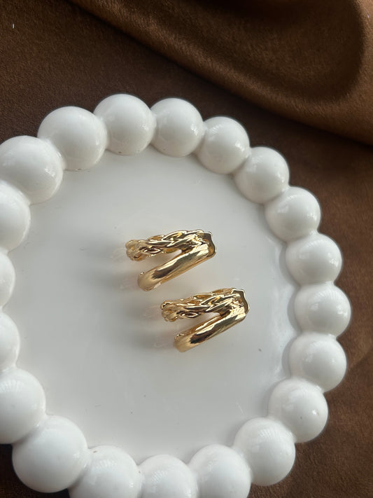 Braided Double-Layer Anti Tarnish Huggie Hoops
