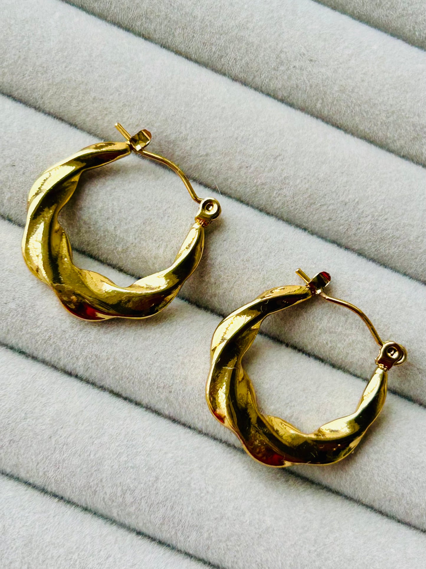 Anti Tarnish Golden Lava Twist Hoops