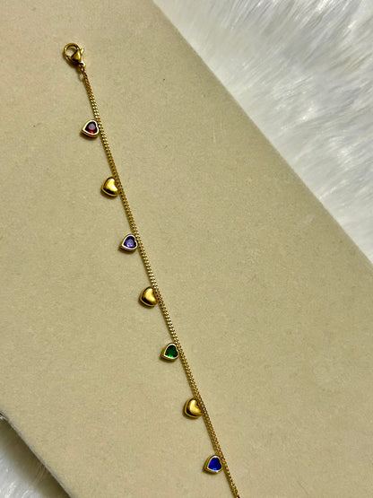Multicoloured Hearts Bracelet