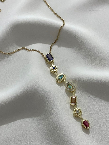 Prism Gemstone Lariat Necklace