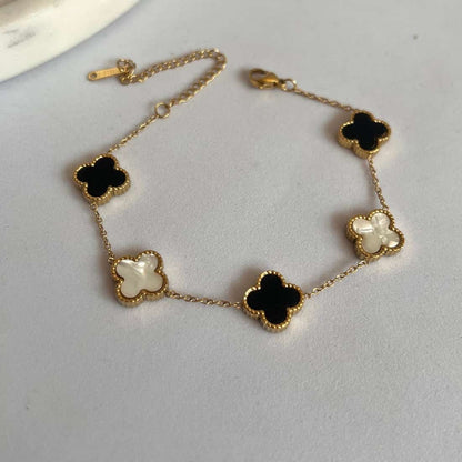 Black & White Clover Bracelet