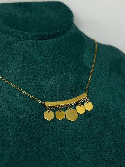 Golden Hexa Charm Necklace